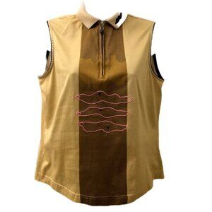 Jamie Sadock Women's Golf Sleeveless Shirt Size Medium Zip Collared Embroidered